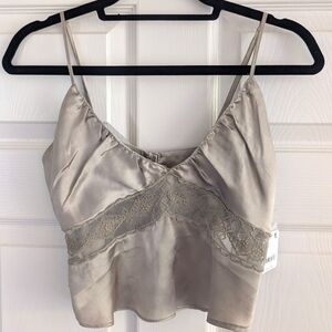 NWT Free People Intimatley Silk Lace Trim Cami Top XS